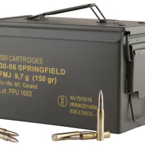 PPU PP3006GMC Standard Rifle  30-06Springfield 150gr Full Metal Jacket/500rds *Sold by Case *Includes Metal Can