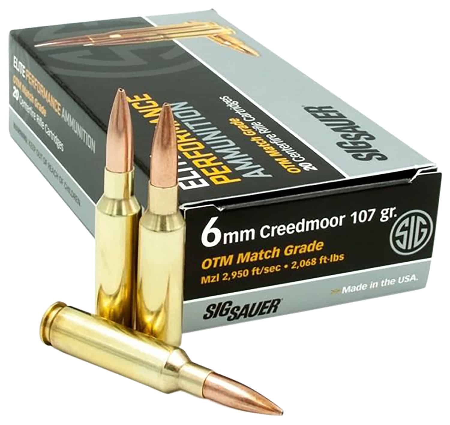 Sig Sauer E6MMCM220 Marksman Elite 6mm Creedmoor 107 gr Open Tip Match 20 Per Box/ 10 Case