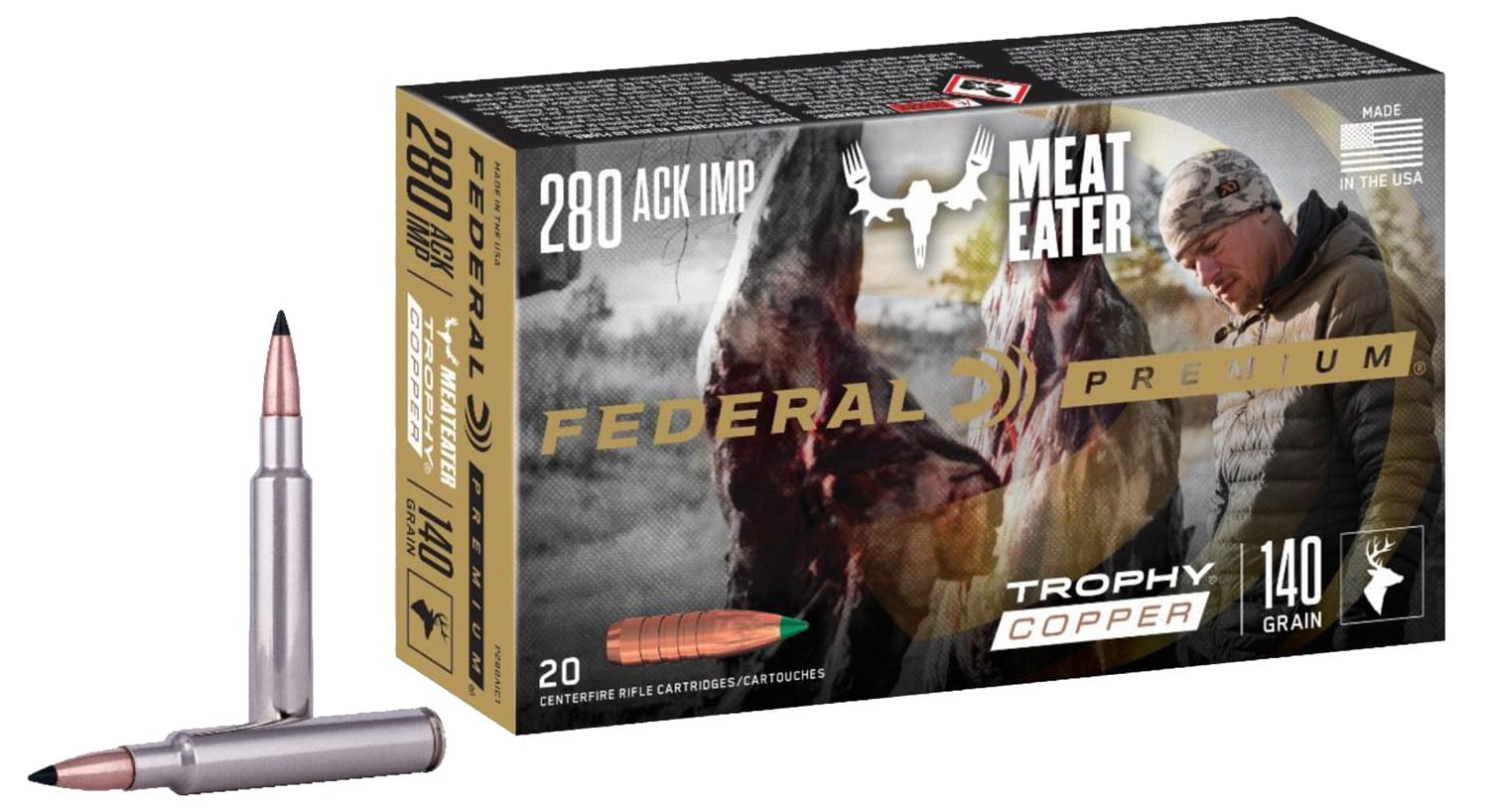 Federal P280A1TC1 Premium 280Ackley Improved 140gr Trophy Copper 20 Per Box/10 Case