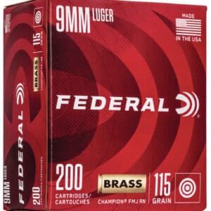 Federal WM51992 Champion Training 9mmLuger 115gr Full Metal Jacket 200 Per Box/5 Case