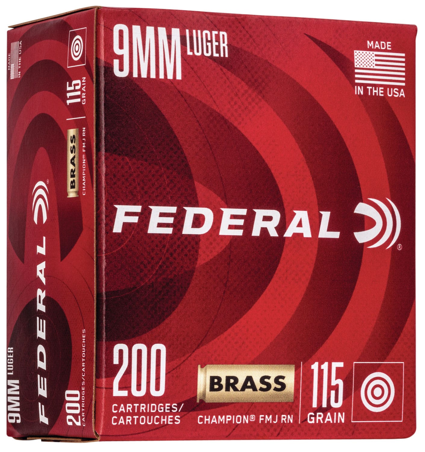 Federal WM51992 Champion Training 9mmLuger 115gr Full Metal Jacket 200 Per Box/5 Case