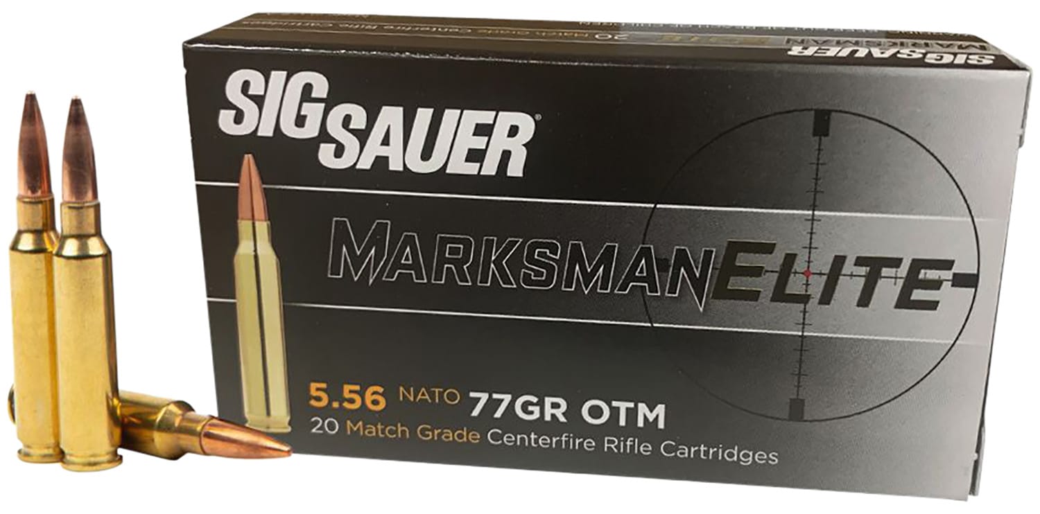 Sig Sauer E556M420 Marksman 5.56x45mm NATO 77 gr Open Tip Match 20 Per Box/ 10 Case