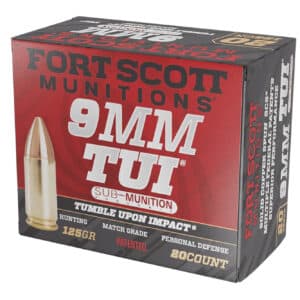 Fort Scott Munitions 9MM125SCVSS Tumble Upon Impact (TUI)  9mmLuger Subsonic 125gr Solid Copper Spun 20 Per Box/25 Case
