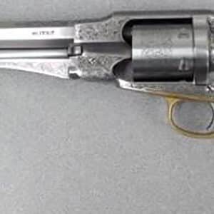 Taylors & Company 550763 1858 Remington Conversion 45 Colt (LC) Caliber with 8" Barrel, 6rd Capacity Cylinder, Overall Nickel-Plated Engraved Finish Steel & 2-Piece Ivory Grip