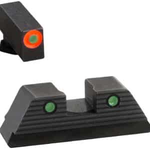 AmeriGlo GL816 Trooper Sight Set for Glock  Green Tritium Orange Outline Front Sight-Green Tritium Black Outline Rear Sight