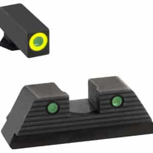 AmeriGlo GL819 Trooper Sight Set for Glock  Green Tritium LumiGreen Outline Front Sight-Green Tritium Black Outline Rear Sight