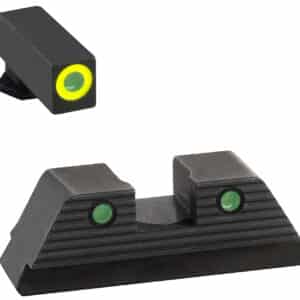 AmeriGlo GL821 Trooper Sight Set for Glock  Green Tritium LumiGreen Outline Front Sight-Green Tritium Black Outline Rear Sight
