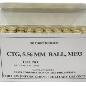 Armscor 50174 Precision M193 5.56x45mmNATO 55gr Full Metal Jacket 20 Per Box/50 Case