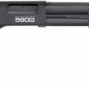 Mossberg 51604 590S  12 Gauge Pump 3" 13+1 20" Matte Blued Steel Barrel, Matte Blued Optic Ready Receiver, Fixed Black Synthetic Stock, Right Hand