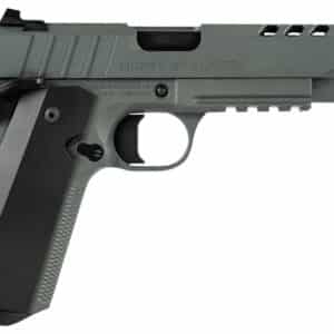 Tisas 10100512 1911 Night Stalker Full Size 45 ACP 8+1 5" Black Steel Ramped Barrel, Platinum Grey Cerakote Ported/Serrated Slide & Frame w/Picatinny Rail & Beavertail, Ambidextrous