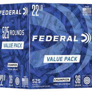 Federal 747 Champion Training Value Pack 22LR 36gr Lead Hollow Point 525 Per Box/10 Case