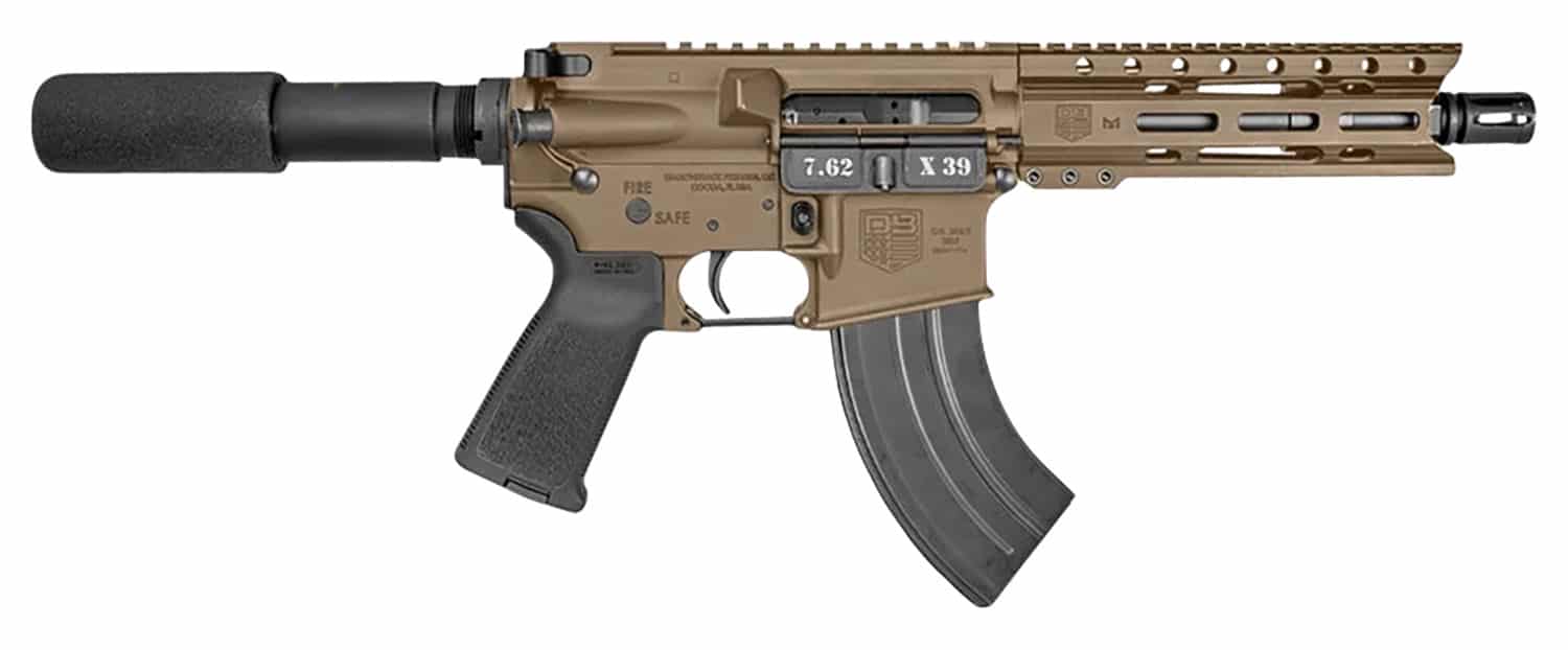 Diamondback DB1912O061 DB15 7.62x39mm 28+1 7", FDE, Carbon Lower, 6" M-LOK Handguard, Black Padded Buffer Tube/Magpul Grip