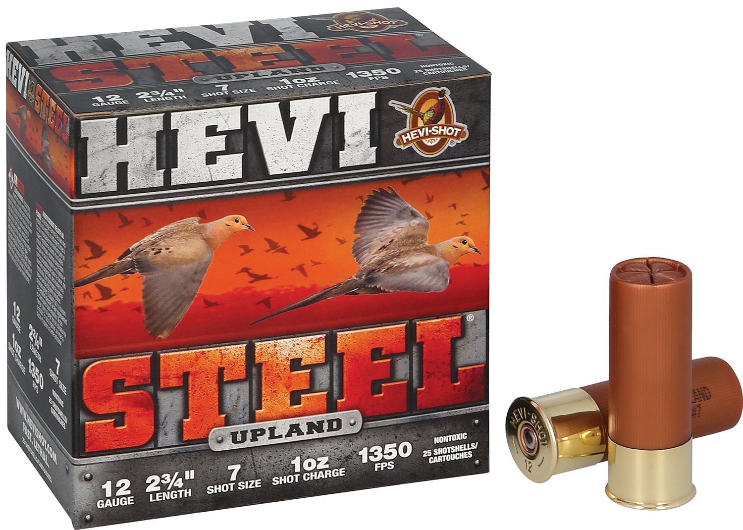 HEVI-Shot HS61227 Upland 12Gauge 2.75" 1oz 7Shot 25 Per Box/10 Case