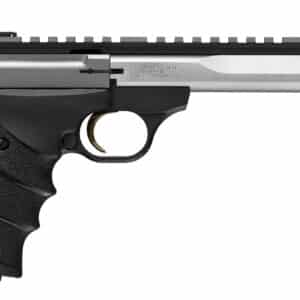 Browning 051589490 Buck Mark Contour SR 22 LR 10+1 5.63" 5.90" Stainless Steel Threaded Barrel, Stainless Serrated Slide, Aluminum Frame, Picatinny Rail, Black URX Grip