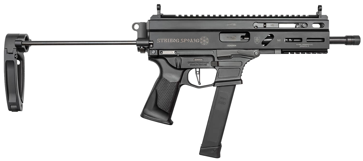 Grand Power 810091152867 Stribog SP9A3G 9mm Luger 8" Black PDW Tailhook Brace