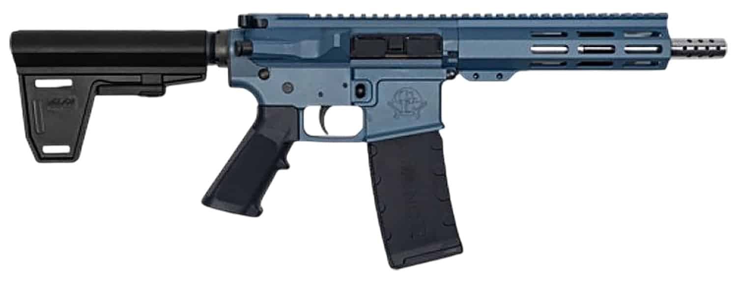 Great Lakes Firearms GL15223SSPBBLU AR-15 223 Wylde 30+1 7.50" Black Nitride Threaded Barrel, M-LOK Handguard, Blue Titanium Cerakote Aluminum Receiver w/Picatinny Rail, Black Polymer Mil-Spec Grip