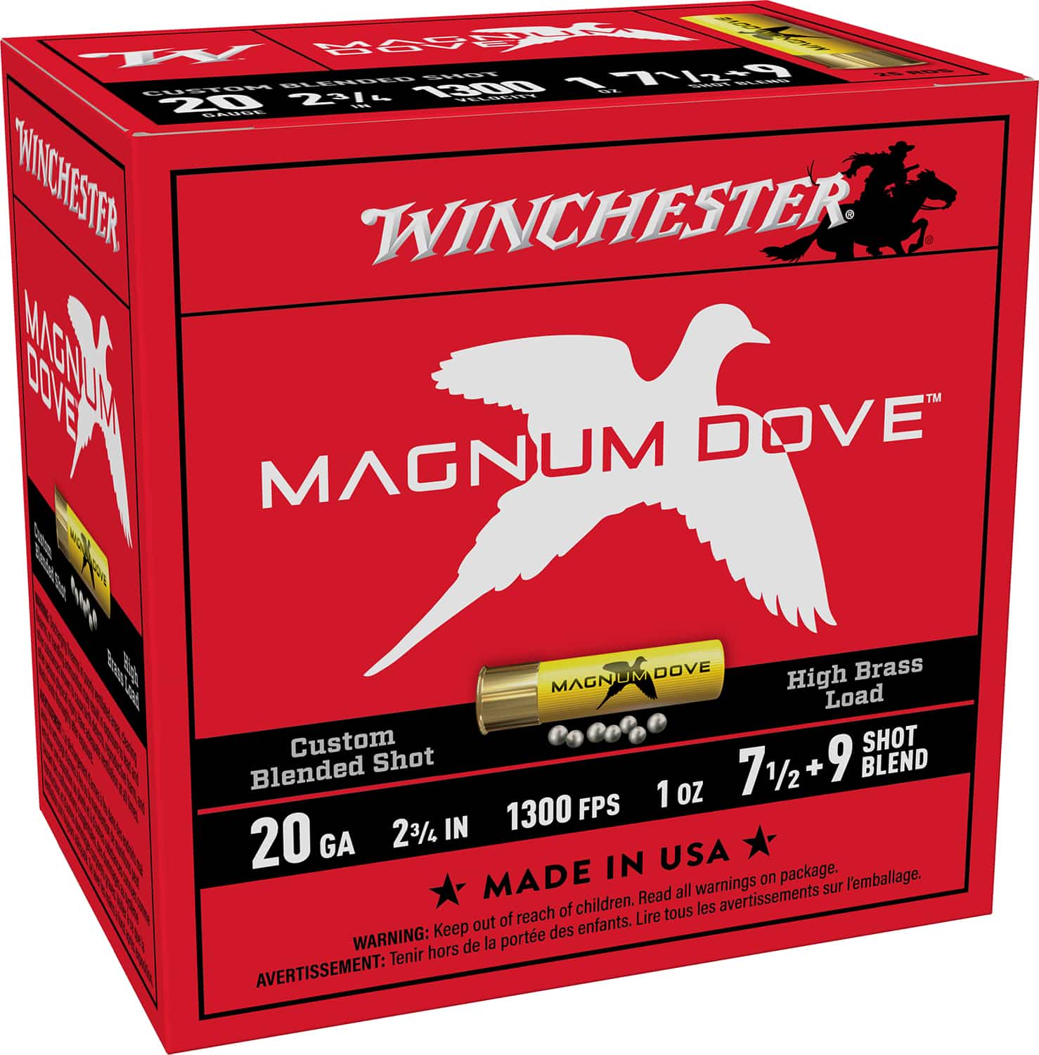 Winchester Ammo MD2079 Magnum Dove 20Gauge 2.75" 1oz 7.5/9Shot 25 Per Box/10 Case