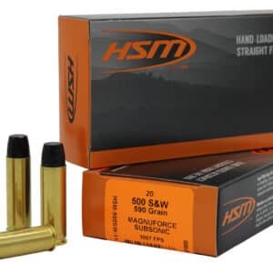 HSM 500SW11N   500S&WMag Subsonic 590gr Hard Cast Long Flat Nose 20 Per Box/25 Case