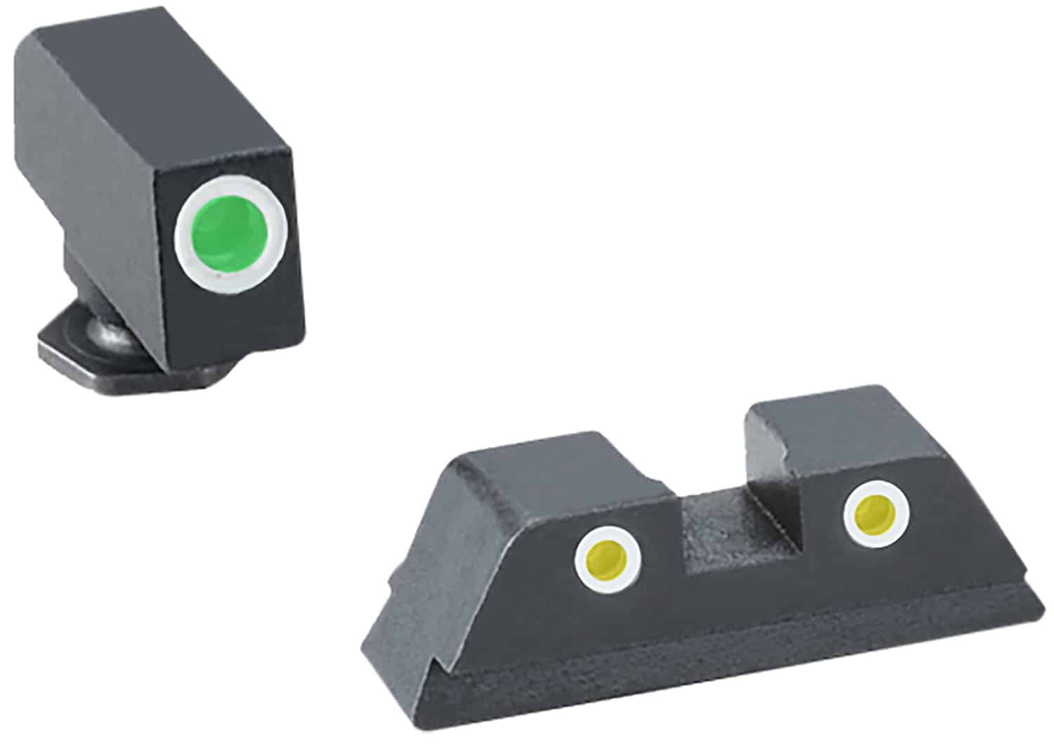 TruGlo TG231G1AW Tritium Pro White Outline Tritium Front/Green Tritium Rear/Black Nitride Fortress Frame,Compatible w/Glock 42/43/43X/48 Except MOS, Front Post/Rear Dovetail Mount