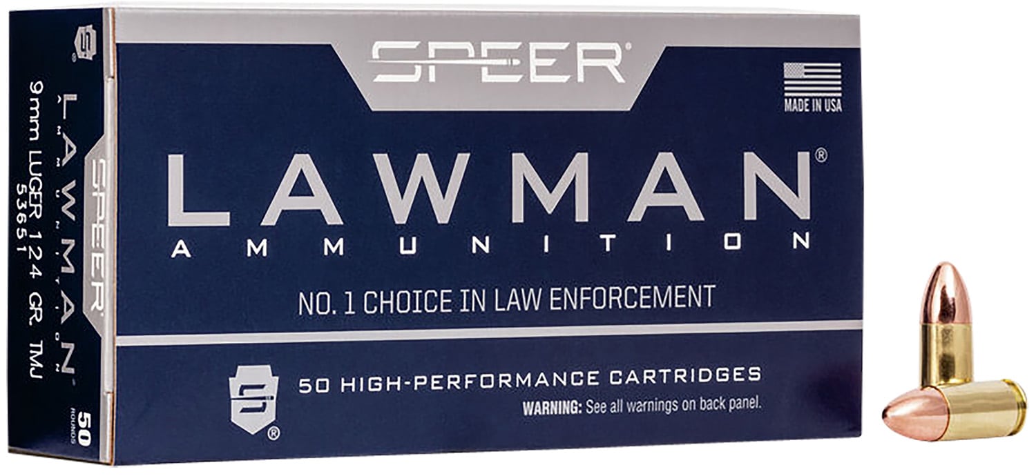 Speer 53651 Lawman 9mmLuger 124gr Total Metal Jacket 50 Per Box/20 Case