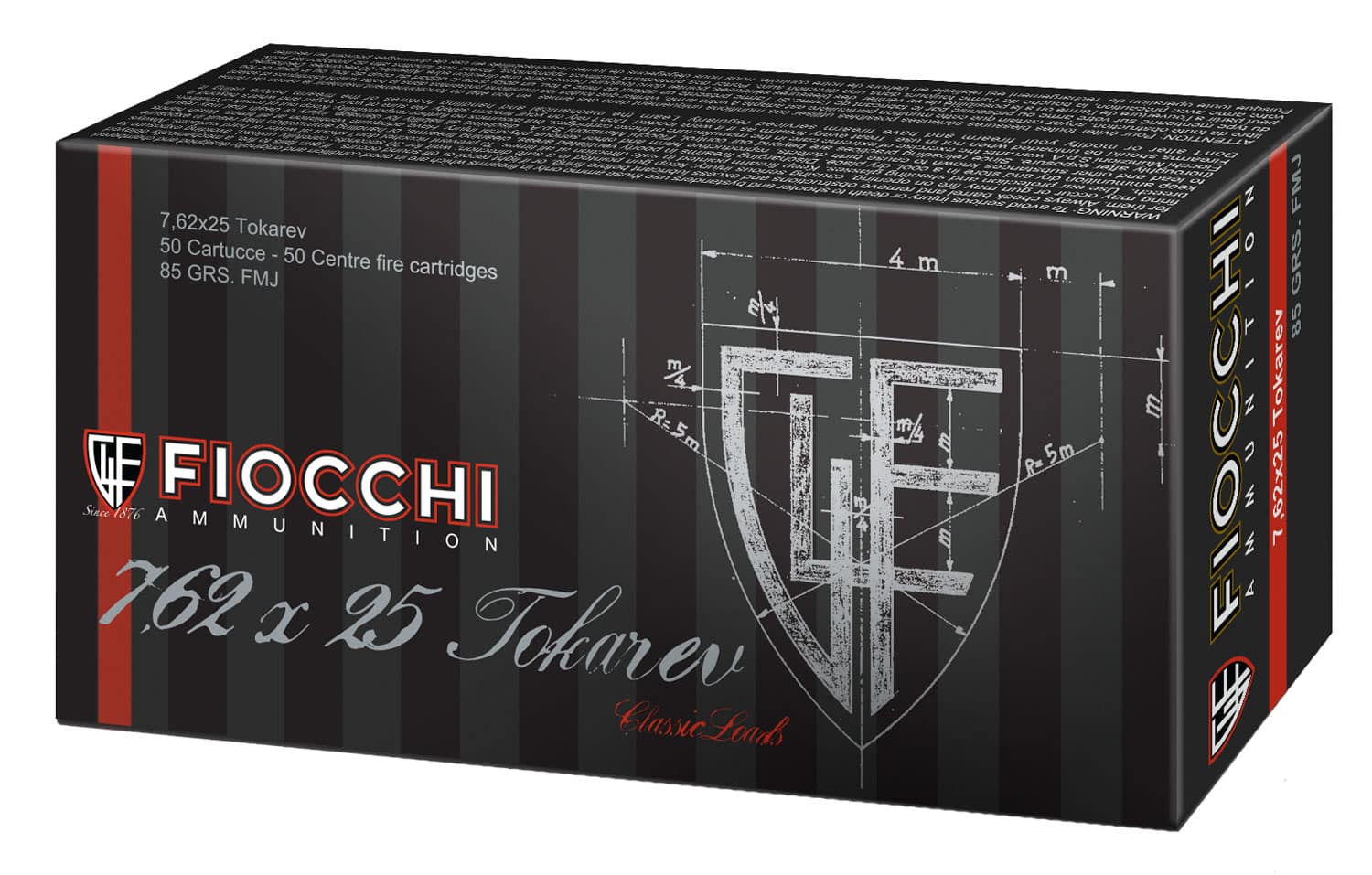 Fiocchi 762TOK Heritage 7.62x25mmTokarev 88gr Full Metal Jacket 50 Per Box/20 Case