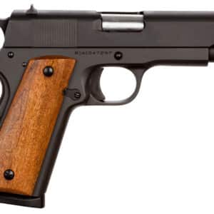 Rock Island 51417 GI Standard MS *CA Compliant 45 ACP Caliber with 4.20" Barrel, 8+1 Capacity, Overall Black Parkerized Finish Steel, Beavertail Frame, Serrated Slide & Wood Grip
