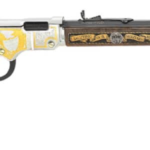 Henry H004MS2 Golden Boy Military Service Tribute 2 Full Size 22 Short, 22 Long, 22 LR, 16 LR/21 Short, 20" Blued Barrel, Nickel-Plated Metal Finish & American Walnut Stock Right Hand