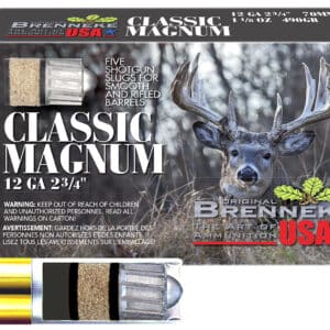 Brenneke SL122CLM Classic Magnum 12Gauge 2.75" 1 1/8oz Slug Shot 5 Per Box/50 Case