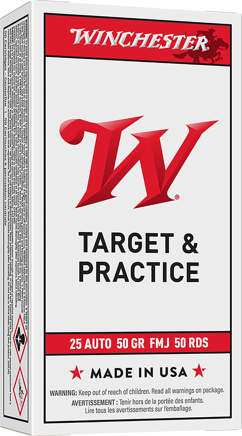 Winchester Ammo Q4203 USA 25ACP 50gr Full Metal Jacket 50 Per Box/10 Case