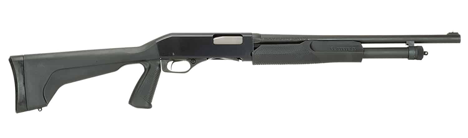 Stevens 19485 320 Security Full Size 12 Gauge Pump 3" 5+1 18.50" Matte Black Carbon Steel Barrel, Matte Black Aluminum Receiver, Fixed w/Pistol Grip Black Synthetic Stock, Ambidextrous