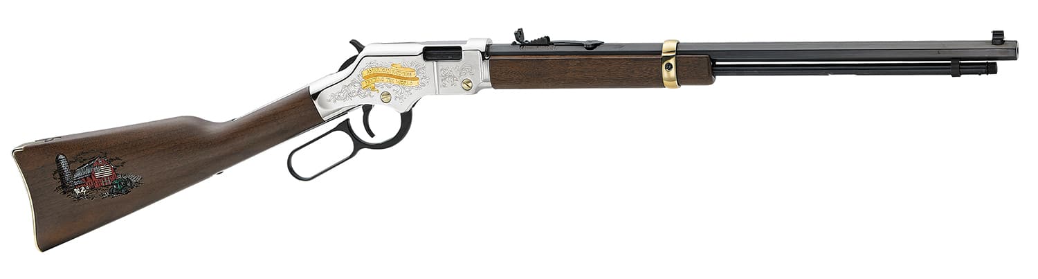 Henry H004AF Golden Boy American Farmer Tribute 22 Short Caliber with 16 LR/21 Short Capacity, 20" Octagon Barrel, Nickel-Plated Metal Finish & American Walnut Stock Right Hand