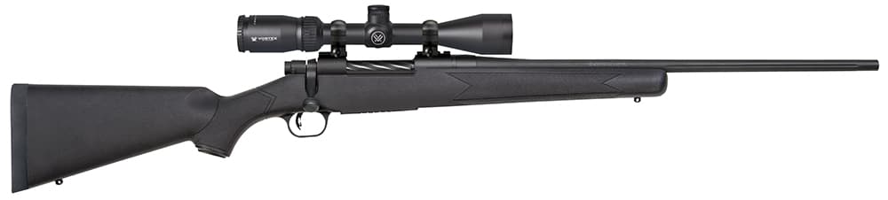 Mossberg 27934 Patriot 270 Win Caliber with 5+1 Capacity, 22" Fluted Barrel, Matte Blued Metal Finish & Black Synthetic Stokc Right Hand (Full Size) Includes Vortex Crossfire II 3-9x40mm Scope