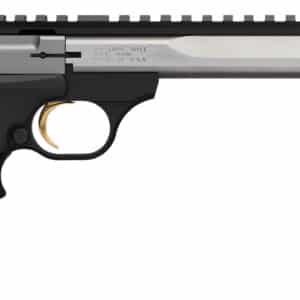 Browning 051508490 Buck Mark Contour 22 LR 10+1 7.25" Contoured Barrel, Matte Stainless Serrated Steel Optic Ready Slide, Matte Black Aluminum Frame, Finger Grooved Black Ultragrip RX Grip