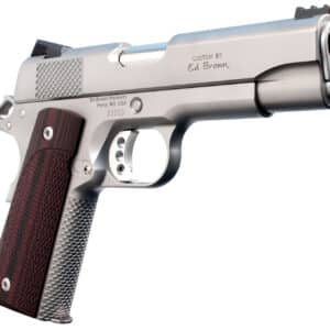 Ed Brown KC18SS 1911 Kobra Carry Serrated Frame 45 ACP 7+1 4.25" Stainless Recessed Crown Barrel, Matte Stainless Serrated Steel Slide & Frame, Laminate Wood Grip, Right Hand