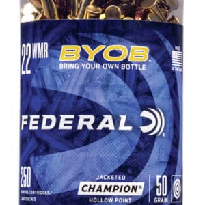 Federal 757BTL250 Champion Training BYOB 22WMR 50gr Jacketed Hollow Point 250 Per Box/8 Case