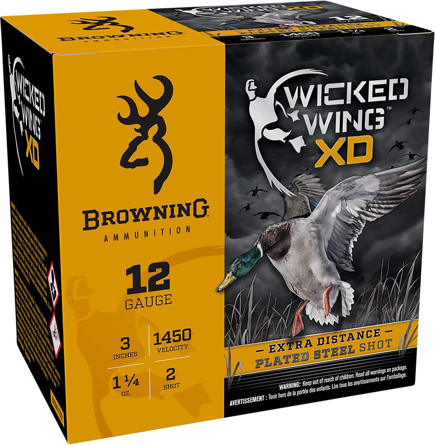 Browning Ammo B193411232 Wicked Wing XD 12Gauge 3" 1 1/4oz 2Shot 25 Per Box/10 Case