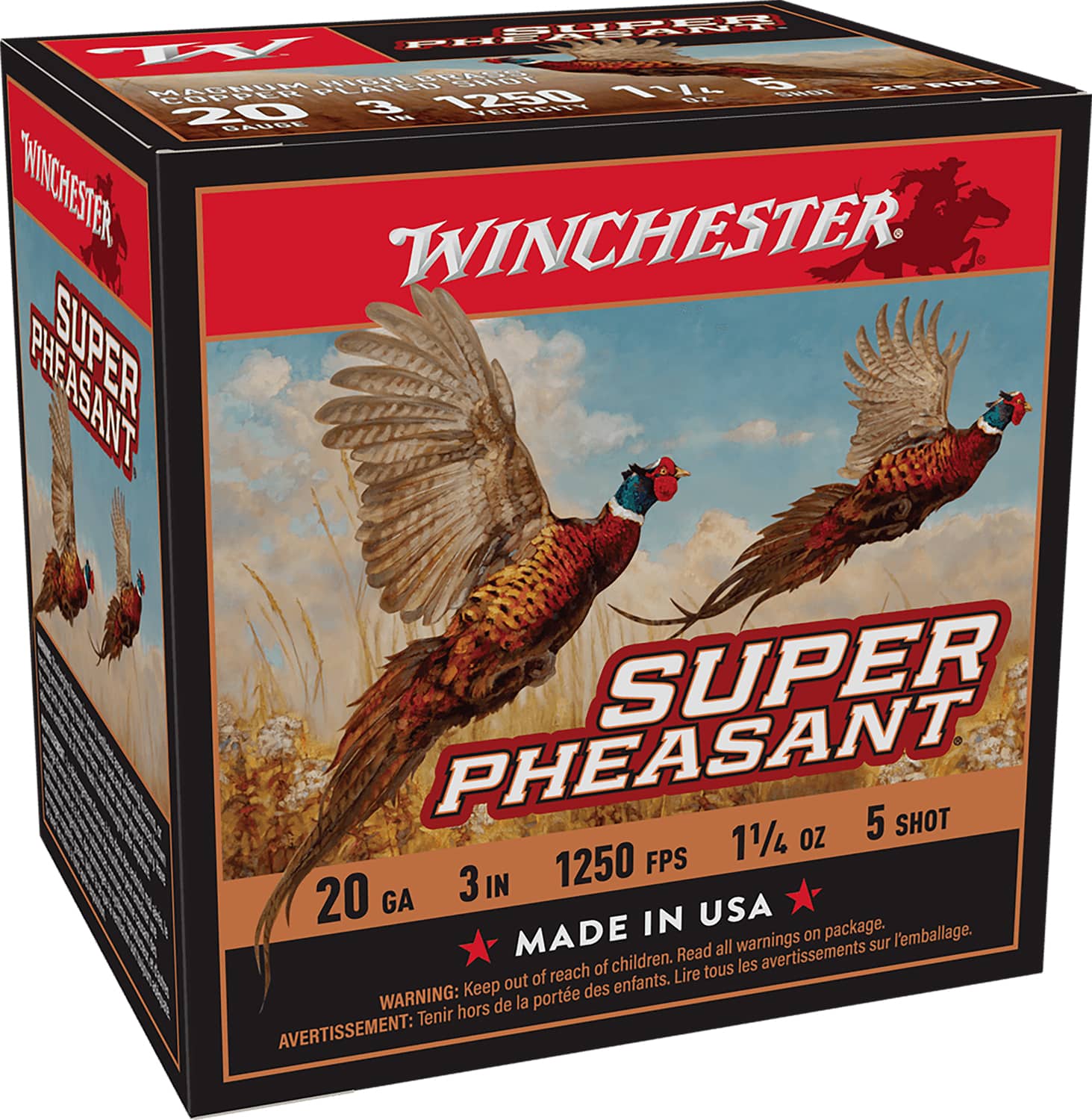 Winchester Ammo X203PH5 Super Pheasant Magnum High Brass 20Gauge 3" 1 1/4oz 5Shot 25 Per Box/10 Case