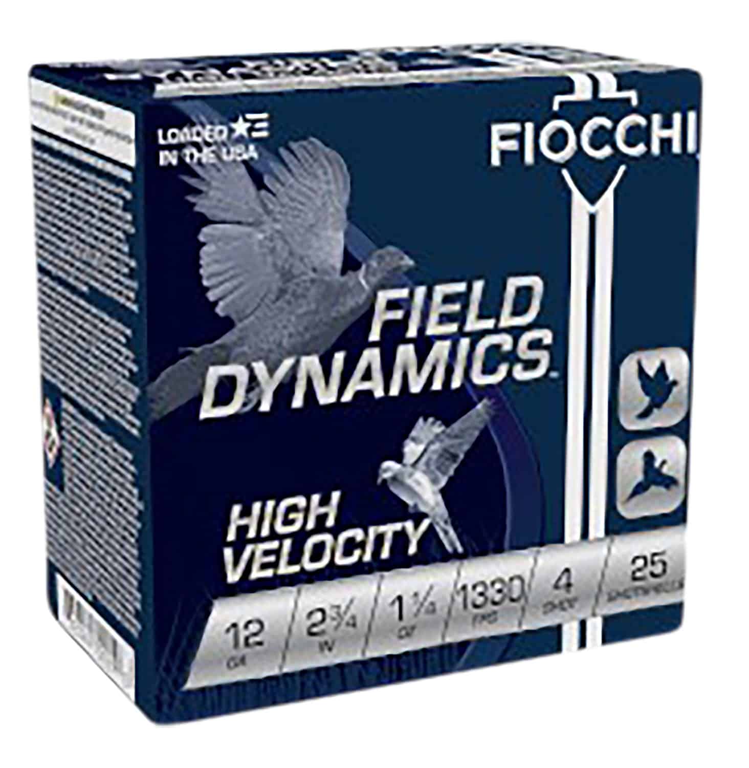 Fiocchi 12HV4 Field Dynamics High Velocity 12Gauge 2.75" 1 1/4oz 4Shot 25 Per Box/10 Case