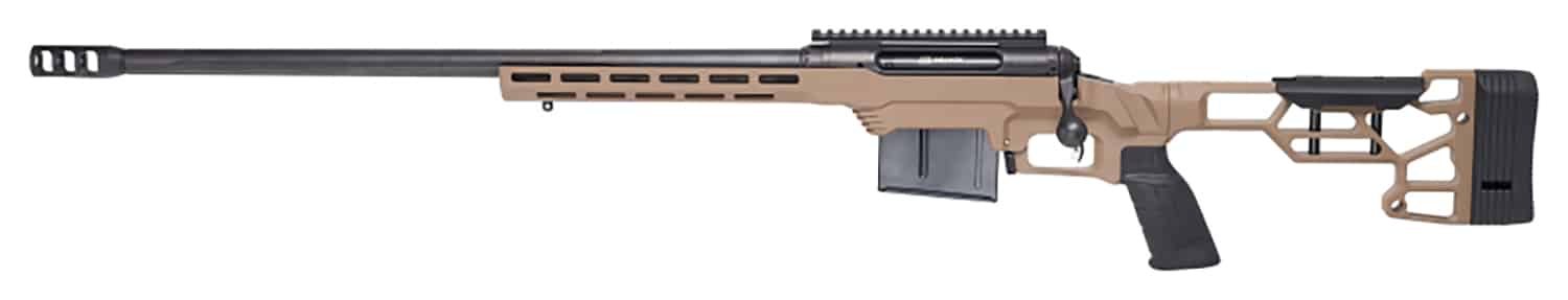 Savage Arms 57696 110 Precision 6.5 Creedmoor 10+1 24", Matte Black Rec/Barrel, Flat Dark Earth Cerakote MDT LSS XL Chassis, Polymer Grip, Left Hand