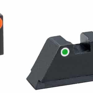 AmeriGlo GL331 Optic Compatible Sight Set for Glock  XL Tall Green Tritium Orange Outline Front Sight-Green Tritium White Outline Rear Sight