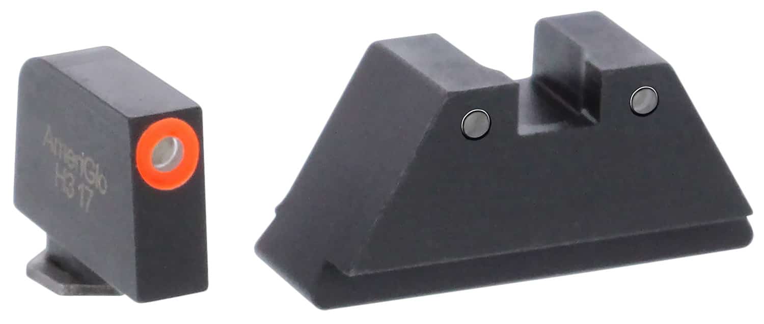 AmeriGlo GL452 Optic Compatible Sight Set for Glock XL Tall Green Tritium Orange Outline Front Sight-Green Tritium Black Outline Rear Sight
