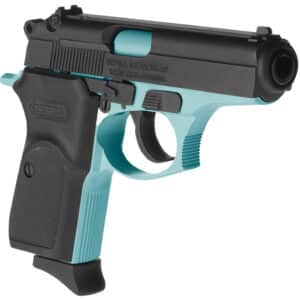 Bersa T380BLM8 Thunder Micro-Compact Frame 380 ACP 8+1, 3.50" Robin Egg Blue Cerakote Steel Barrel, Matte Black Serrated Steel Slide, Robin Egg Blue Cerakote Aluminum Frame