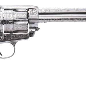 Cimarron PP415LNTRII Teddy Roosevelt Frontier 45 Colt (LC) 6 Shot 7.50" Nickel-Plated Engraved Barrel, Cylinder & Frame, White w/Laser Engraved "T.R." Grip