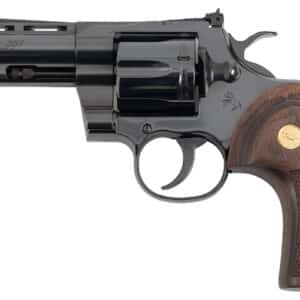 Colt Mfg PYTHONBP4WTS Python Target 357 Mag/38 Special 6 Shot 4.25" Matte Black Carbon Steel Recessed Target Vent Rib Barrel, Cylinder & Frame, Walnut w/Medallion Grip, Exposed Hammer