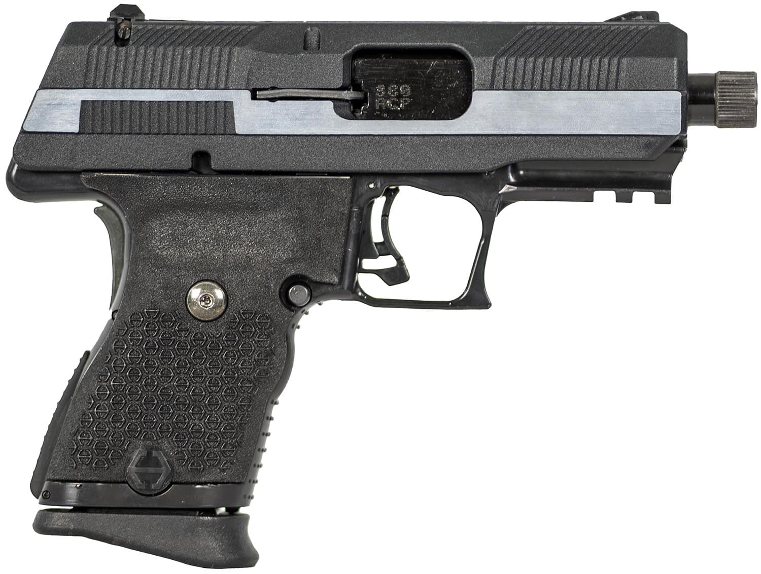 Hi-Point YC380CF YC380 380 ACP 10+1 3.93" Black Threaded Barrel, Black/Chrome YC9 Styled/Serrated Steel Slide, Black Polymer Frame w/Picatinny Rail, Black Plastic Grip