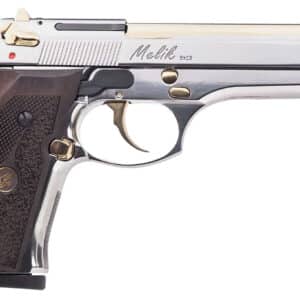 Derya Firearms MELIK9.NG.TR Melik 9mm Luger 17+1 4.90" Gold TiN Steel Barrel, Black Melonite Serrated Steel Slide, Black Aluminum Frame, Black Polymer Grip