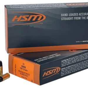 HSM 9MM24N   9mmLuger Subsonic 180gr Hard Cast Long Flat Nose 50 Per Box/10 Case