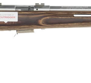 Savage Arms 94725 93 BTVS Full Size 22 WMR 5+1 21" Satin Stainless Heavy Barrel, Satin Drilled & Tapped Stainless Steel Receiver, Natural Brown Thumbhole Laminate Stock, Right Hand