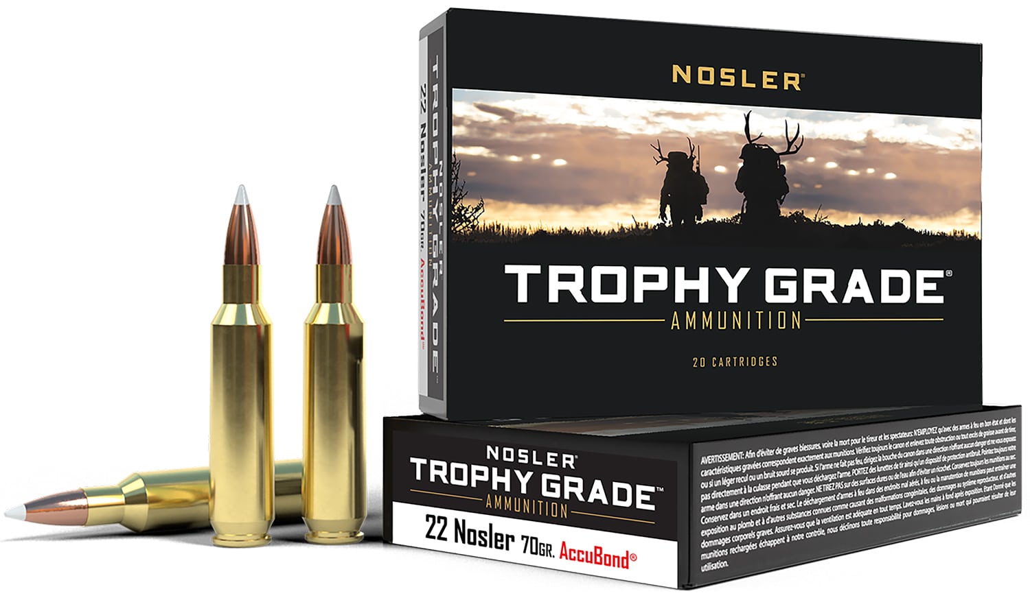 Nosler 60918 Trophy Grade 22Nosler 70gr Nosler AccuBond 20 Per Box/20 Case