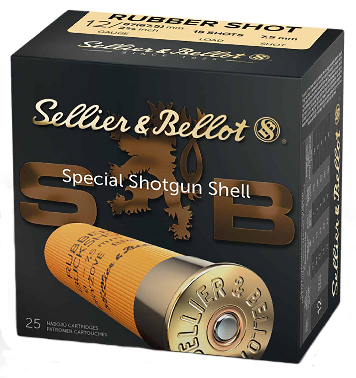 Sellier & Bellot SB12RSA Shotgun 12Gauge 2.75" 2 11/16oz 15 Rubber Pellets Shot 25 Per Box/10 Case